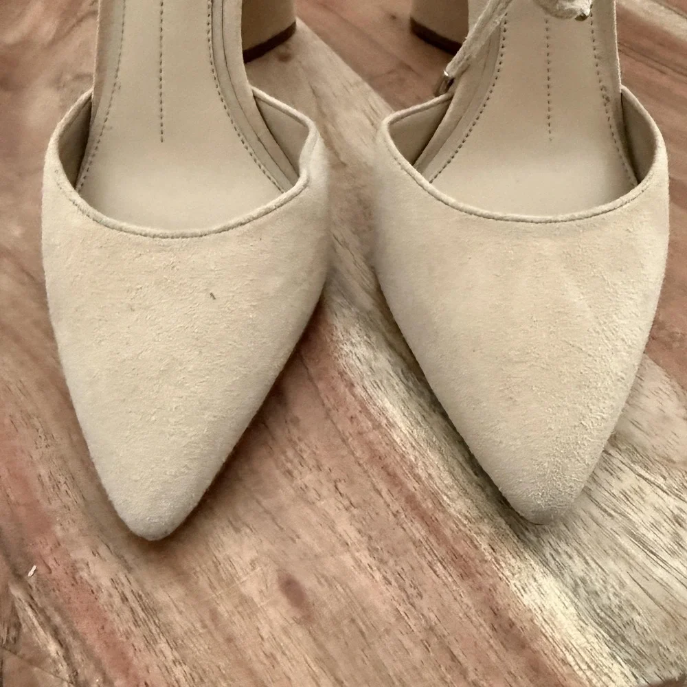 Gianni Bini Bealiina Pumps Womens 7M Tan Excellent Suede Lace Up Block Heel